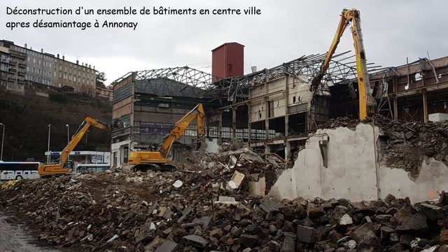 Dconstruction d'un ensemble de btiments en centre ville apres dsamiantage  Annonay