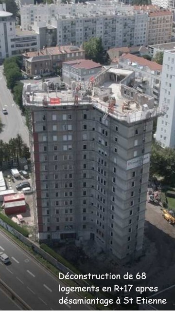 Dconstruction de 68 logements en R+17 apres dsamiantage  St ETiuenne